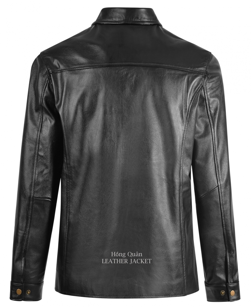 áo da nam cổ bẻ