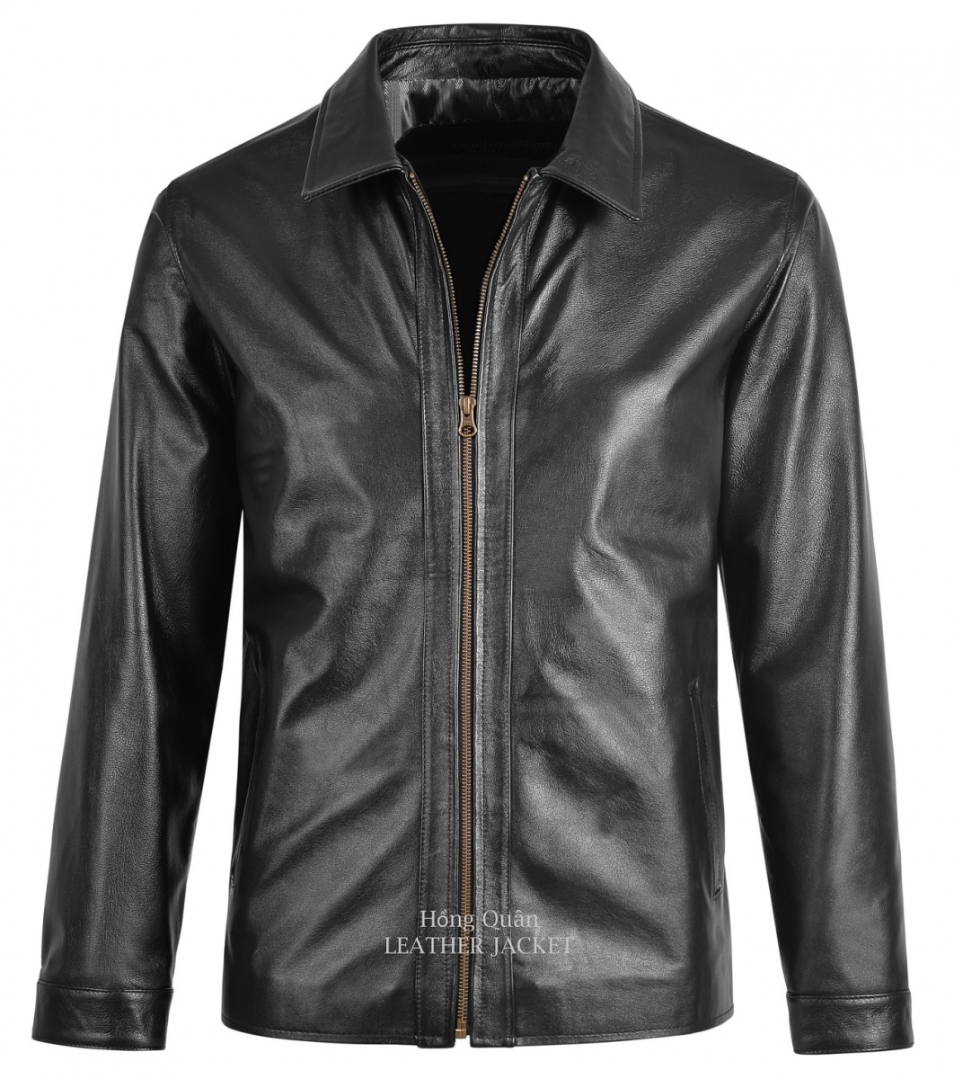 áo da nam cổ bẻ