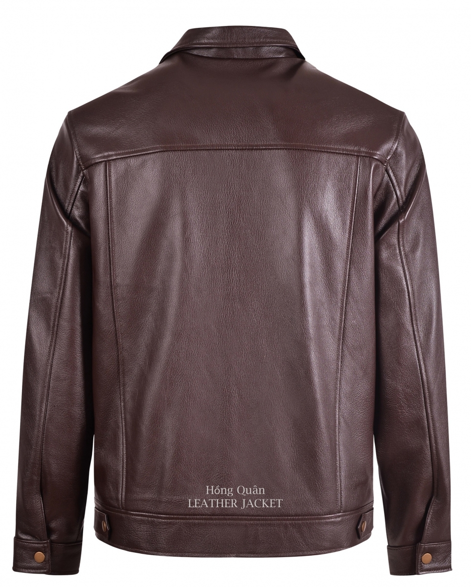 áo da thật cổ bẻ