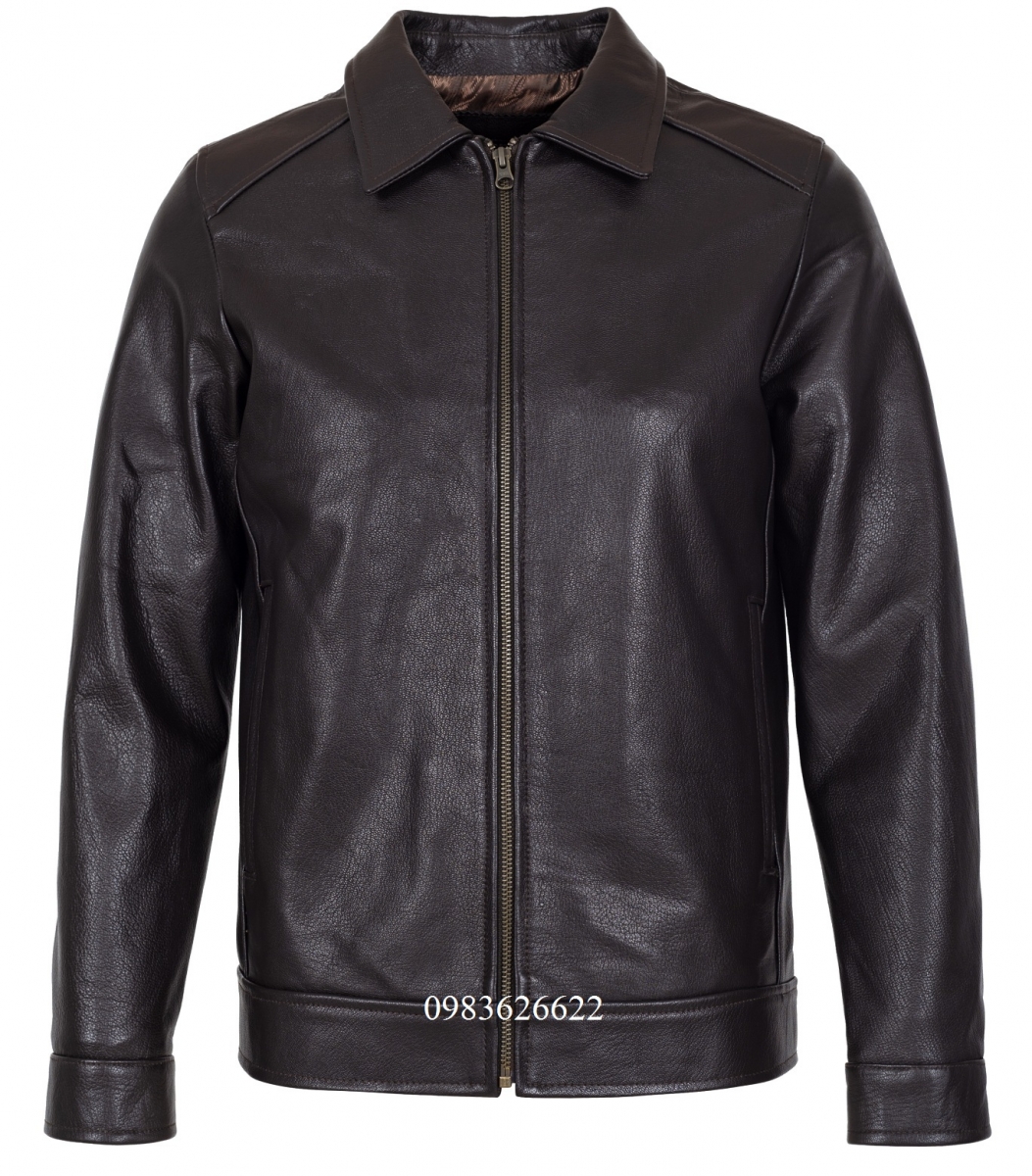 áo khoác da dê cổ bẻ