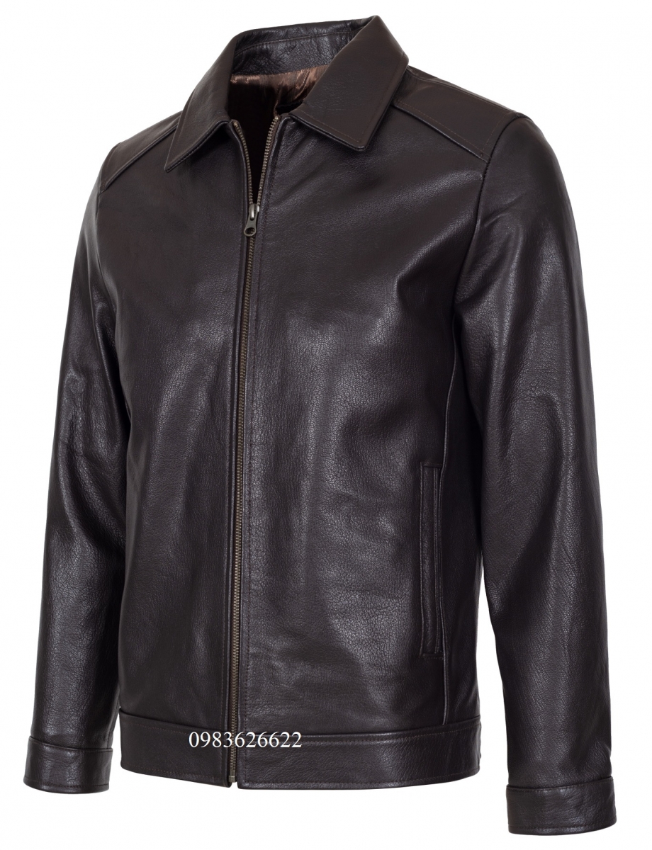 áo khoác da dê cổ bẻ