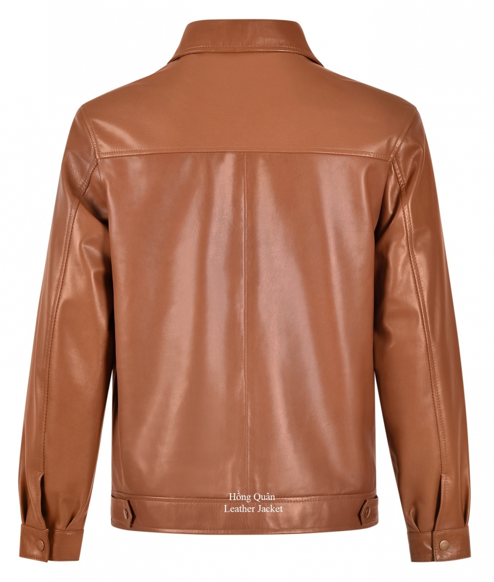 áo khoác da thật cổ bẻ